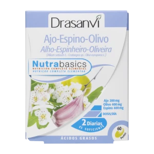 Alho, Espinheiro Alvar e Oliveira 500 mg 60 Pérolas Nutrabasics Drasanvi