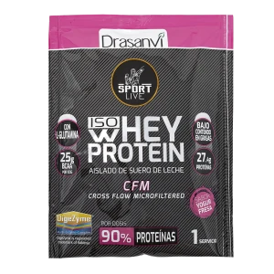 Monodosis Whey Protein Aislado Sabor Yogur Fresa 30 g Sport Live Drasanvi
