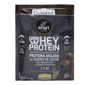 Monodosis Whey Protein Aislado Sabor Doble Chocolate 30 g Sport Live Drasanvi