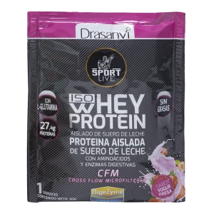 Monodosis Whey Protein Aislado Sabor Yogur Fresa 30 g Sport Live Drasanvi