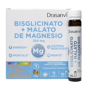 Bisglicinato de magnésio + Malato de magnésio 10x25 ml ampolas Drasanvi